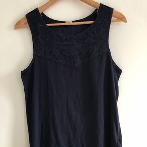 J.Crew Navy Pintuck Lace Shell